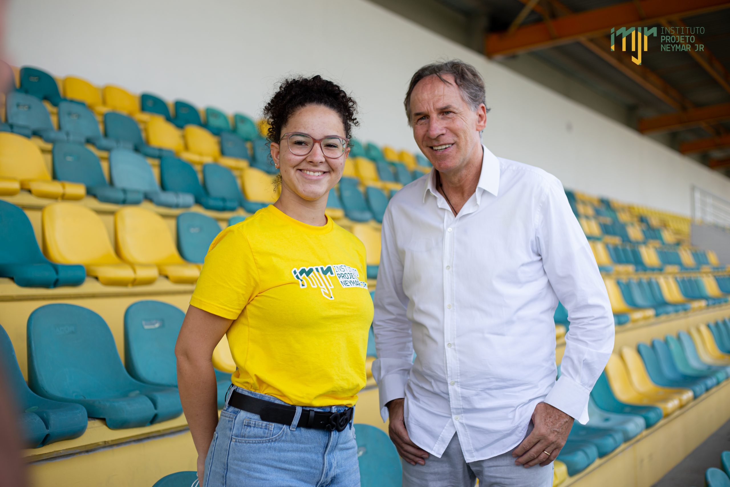 Sabrina Lobo e Franco Baresi no Instituto Neymar